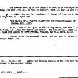 Announcements, 1986-01-22. ...