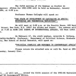 Announcements, 1985-12-10. ...