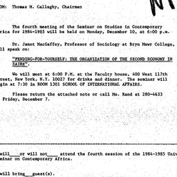 Announcements, 1984-11-26. ...