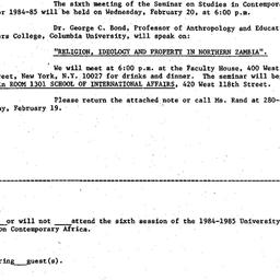 Announcements, 1985-02-05. ...