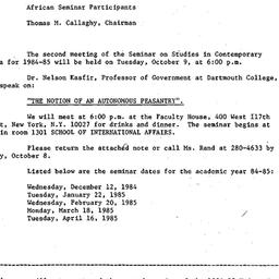 Announcements, 1984-09-25. ...