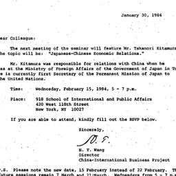 Announcements, 1984-01-30. ...