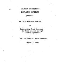 Minutes, 1987-08-05. China:...