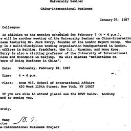 Announcements, 1987-01-26. ...