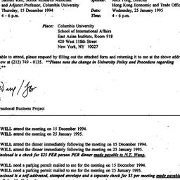 Announcements, 1994-11-22. ...
