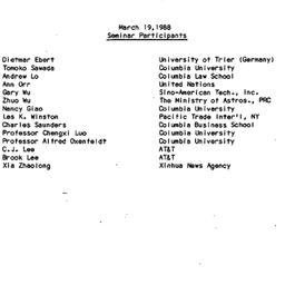 Minutes, 1988-03-19. China:...