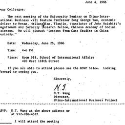 Announcements, 1986-06-04. ...