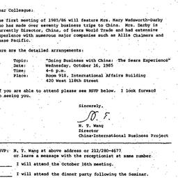 Announcements, 1985-09-12. ...