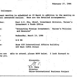 Announcements, 1986-02-27. ...