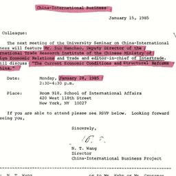 Announcements, 1985-01-15. ...