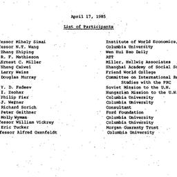 Minutes, 1985-04-17. China:...