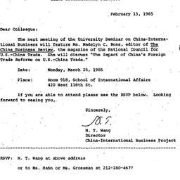 Announcements, 1985-02-13. ...