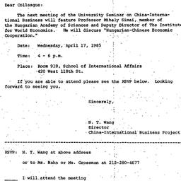 Announcements, 1985-03-25. ...