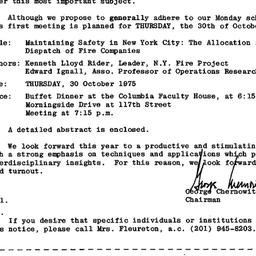 Announcements, 1975-10-13. ...