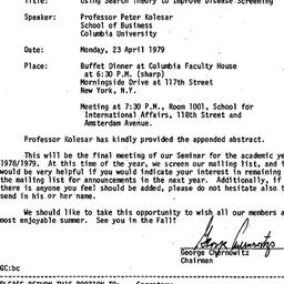 Announcements, 1979-04-09. ...