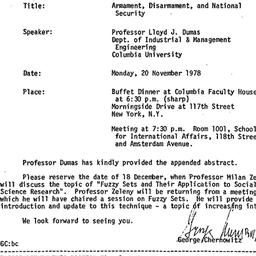 Announcements, 1978-11-03. ...