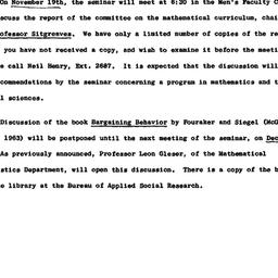 Announcements, 1963-11-13. ...