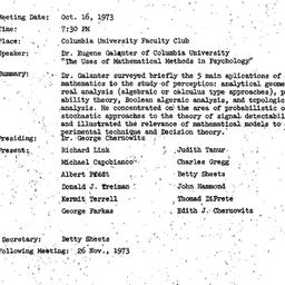 Minutes, 1973-10-15. Mathem...