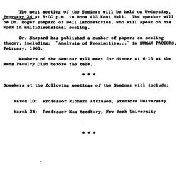 Announcements, 1966-02-15. ...