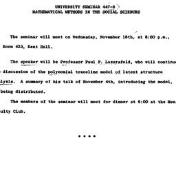 Announcements, 1965-11-11. ...