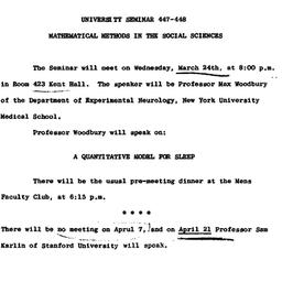 Announcements, 1966-03-16. ...