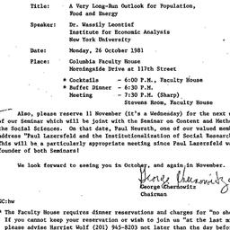 Announcements, 1981-10-09. ...