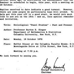 Announcements, 1976-10-12. ...