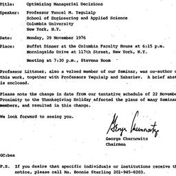 Announcements, 1976-11-08. ...
