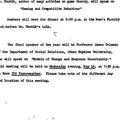 Announcements, 1962-04-27. ...