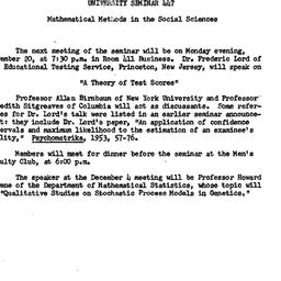 Announcements, 1961-11-10. ...