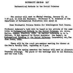 Announcements, 1962-01-05. ...