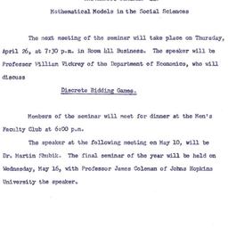 Announcements, 1962-04-16. ...