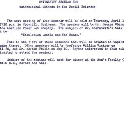 Announcements, 1962-03-30. ...