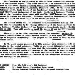 Announcements, 1962-02-01. ...