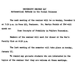 Announcements, 1961-12-11. ...