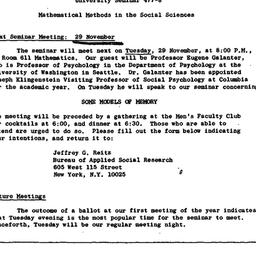 Announcements, 1966-11-29. ...