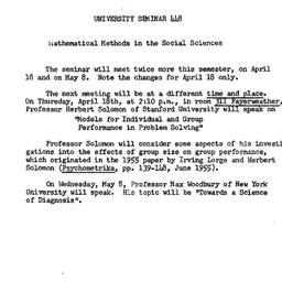 Announcements, 1963-04-04. ...