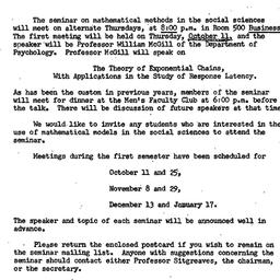 Announcements, 1962-10-01. ...
