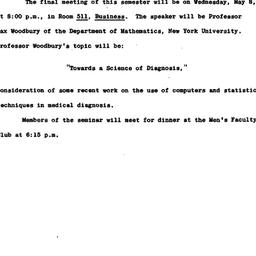 Announcements, 1963-04-29. ...