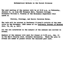 Announcements, 1960-12-29. ...