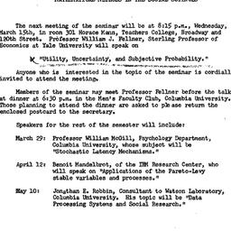 Announcements, 1961-03-09. ...