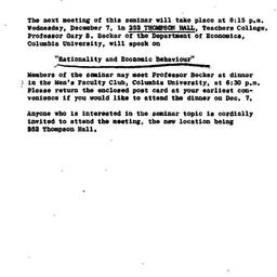 Announcements, 1960-12-17. ...