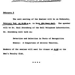 Announcements, 1965-01-05. ...