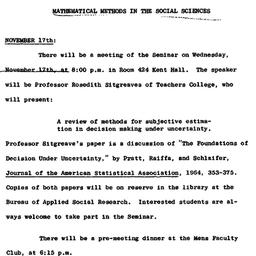 Announcements, 1964-11-09. ...