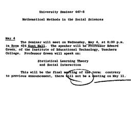 Announcements, 1965-04-21. ...