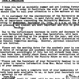 Announcements, 1974-09-03. ...