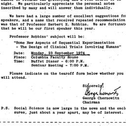 Announcements, 1974-09-06. ...