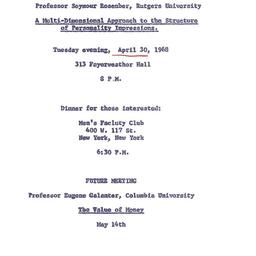 Announcements, 1968-04-30. ...