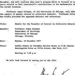 Announcements, 1977-11-28. ...
