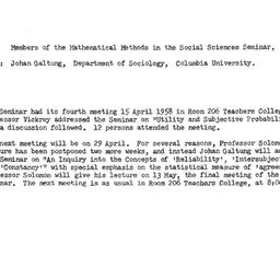 Announcements, 1958-04-23. ...